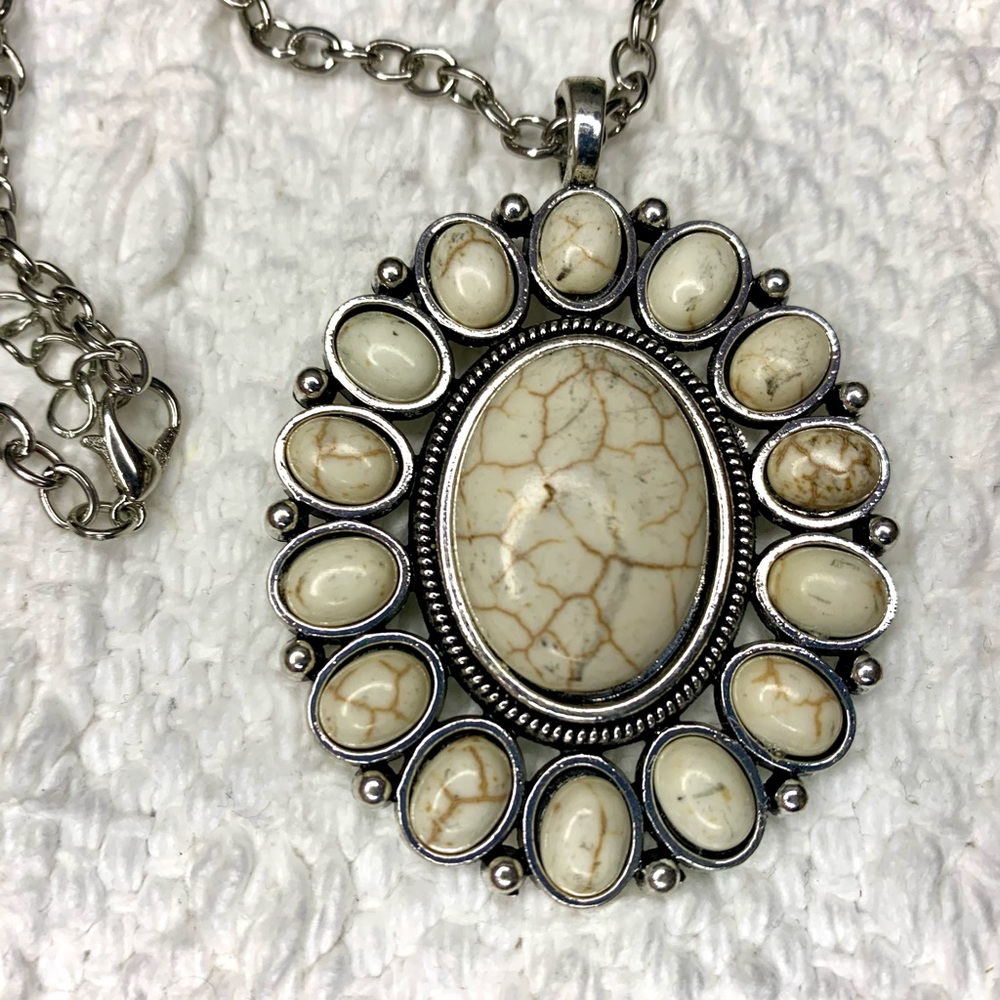 2 Inch White Howlite Pendant